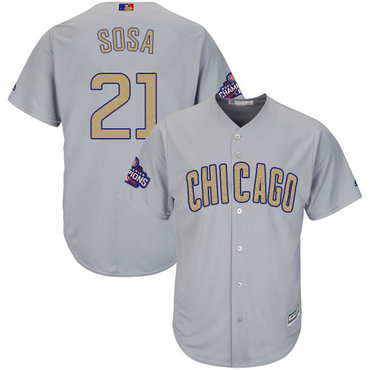 Cubs 21 Sammy Sosa World Series Champions Gold Program Cool Base Jersey