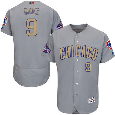 Cubs 10 Javier Baez World Series Champions Gold Program Flexbase Jersey