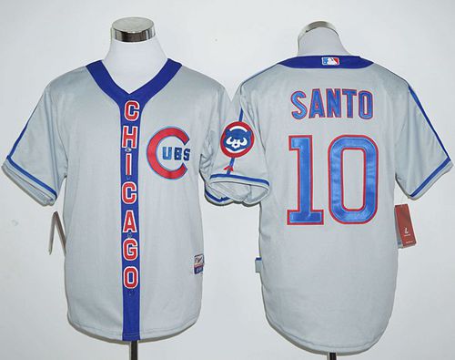 Cubs #10 Ron Santo Grey Cooperstown Stitched MLB Jersey - 副本