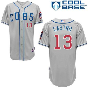 Chicago Cubs #13 Starlin Castro Grey Alternate Road Cool Base Baseball Jersey