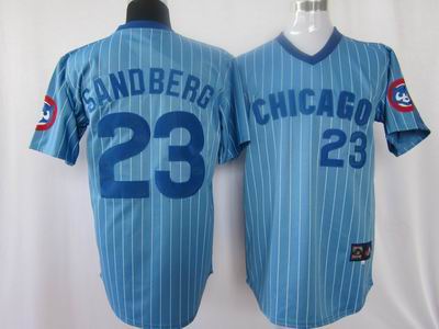 Chicago Cubs 23 Ryne Sandberg blue strip jersey
