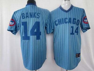 Chicago Cubs 14 Ernie Banks blue strip jerseys