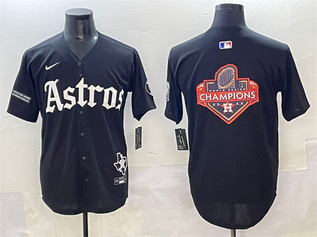 Men's Houston Astros Team Big Logo Black Gothic 'Houston Born Barrio Raised' Limited Stitched