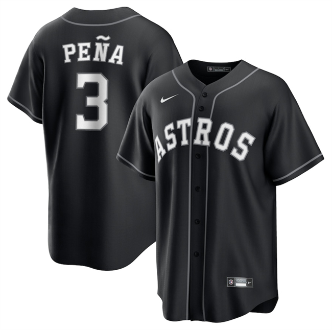 Men's Houston Astros #3 Jeremy Pe?a Black Lights Out Limited Stitched Baseball Jersey