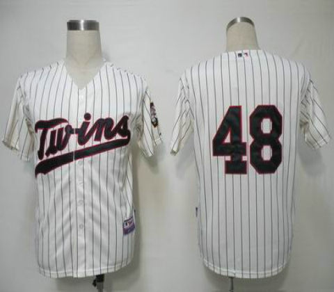 mlb jerseys minnesota twins 48 pavano cream blue strip