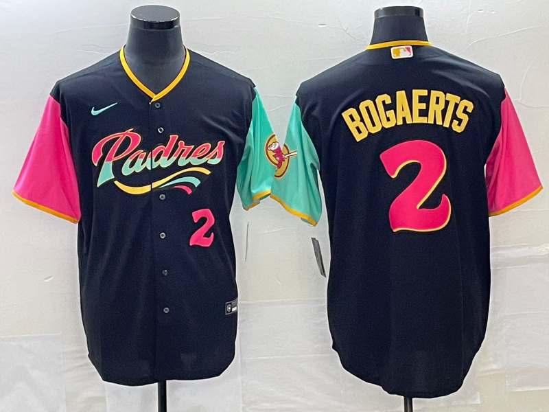 Men's San Diego Padres #2 Xander Bogaerts 2022 Black City Connect With Patch Cool Base Stitched Baseball Jersey