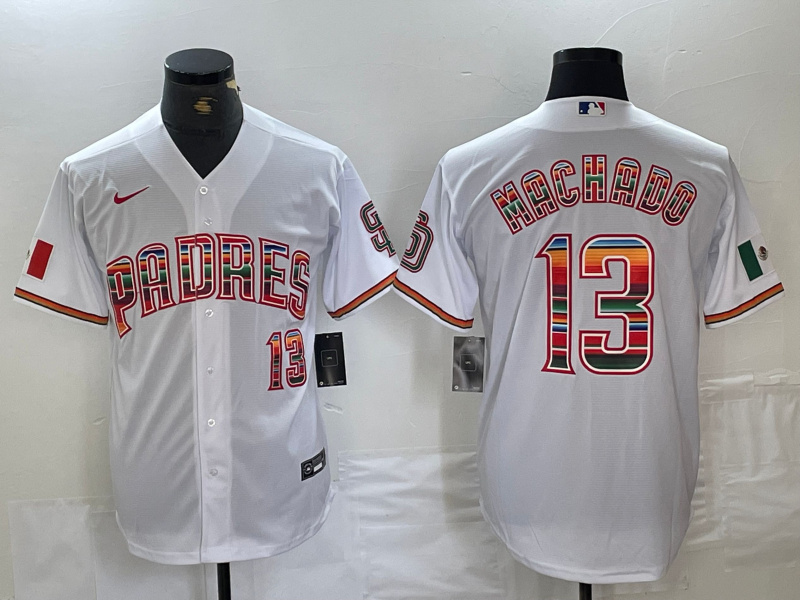 men's san diego padres #13 manny machado mexico white cool base stitched baseball jersey_副本