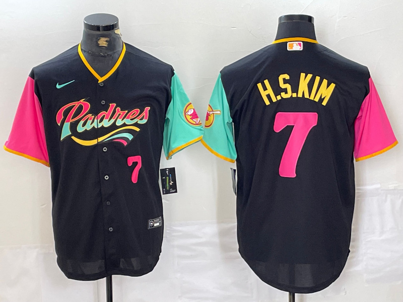 Men's San Diego Padres #7 Ha-Seong Kim Black City Connect Cool Base Stitched Baseball Jersey 2