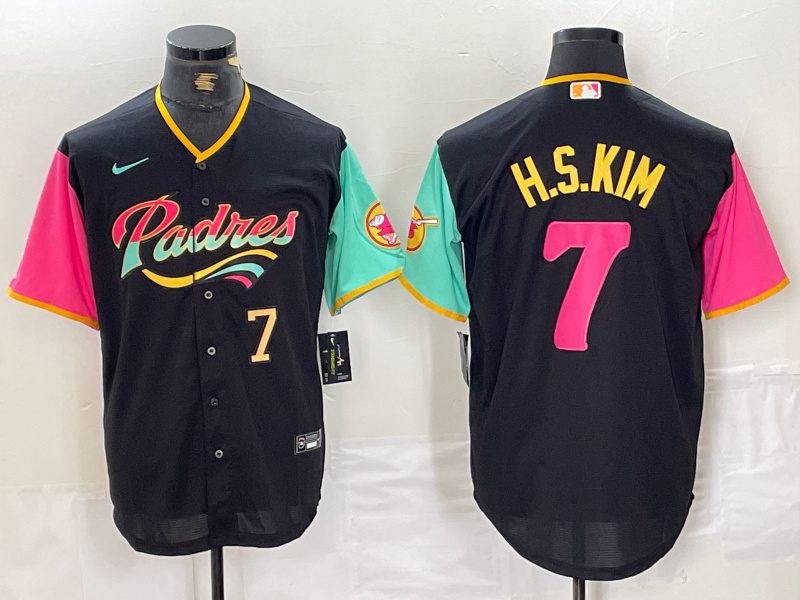 Men's San Diego Padres #7 Ha-Seong Kim Black City Connect Cool Base Stitched Baseball Jersey 1
