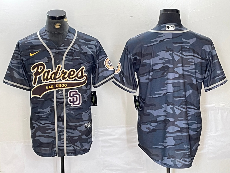 Men's San Diego Padres Blank Gray Camo Cool Base Stitched Baseball Jersey 9