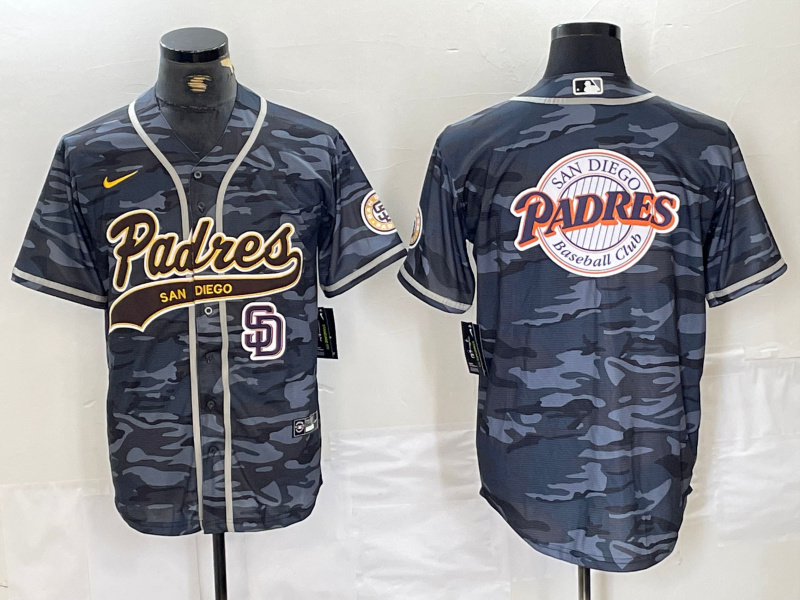 Men's San Diego Padres Blank Gray Camo Cool Base Stitched Baseball Jersey 6