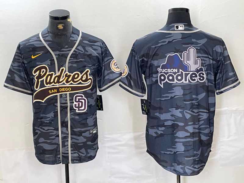 Men's San Diego Padres Blank Gray Camo Cool Base Stitched Baseball Jersey 4