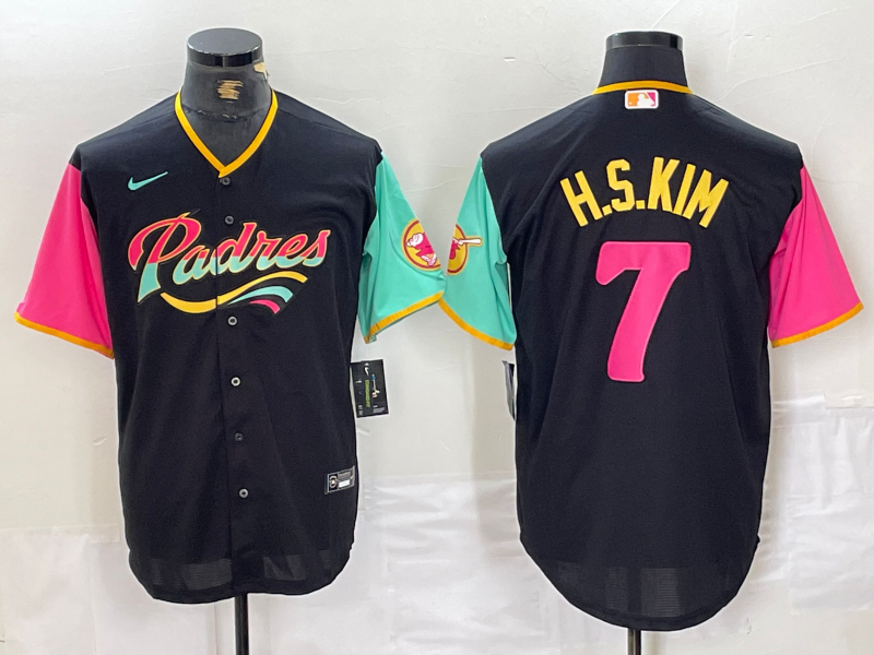 Men's San Diego Padres #7 Ha-Seong Kim Black City Connect Cool Base Stitched Baseball Jersey ebjerseys.com