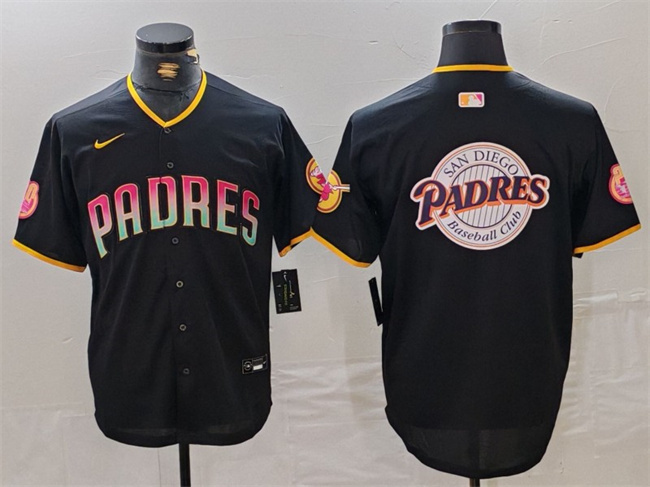 Men's San Diego Padres Black Team Big Logo Cool Base Stitched Baseball JerseyS