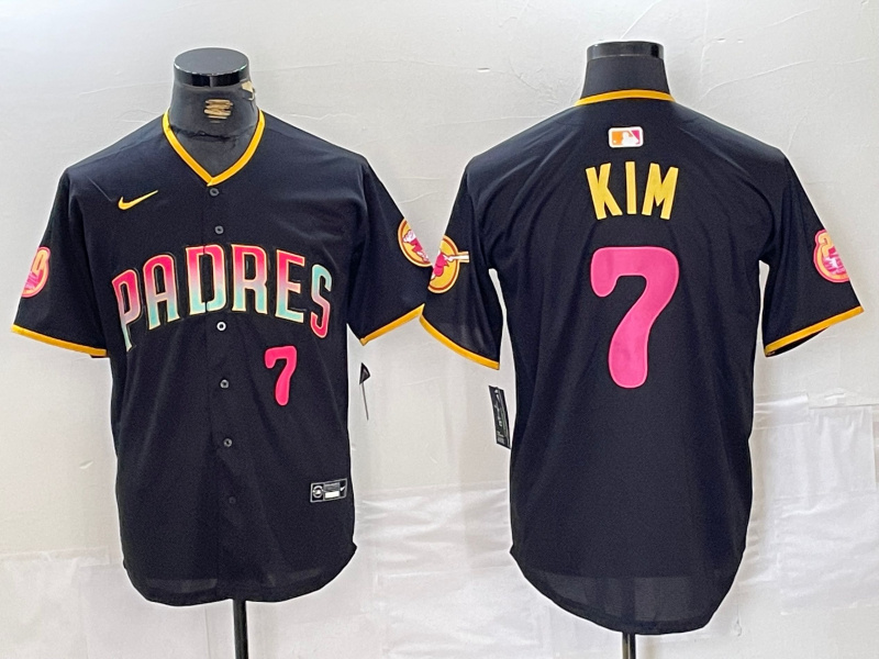 Men's San Diego Padres #7 Ha-Seong Kim Black Cool Base Stitched Baseball Jersey 3