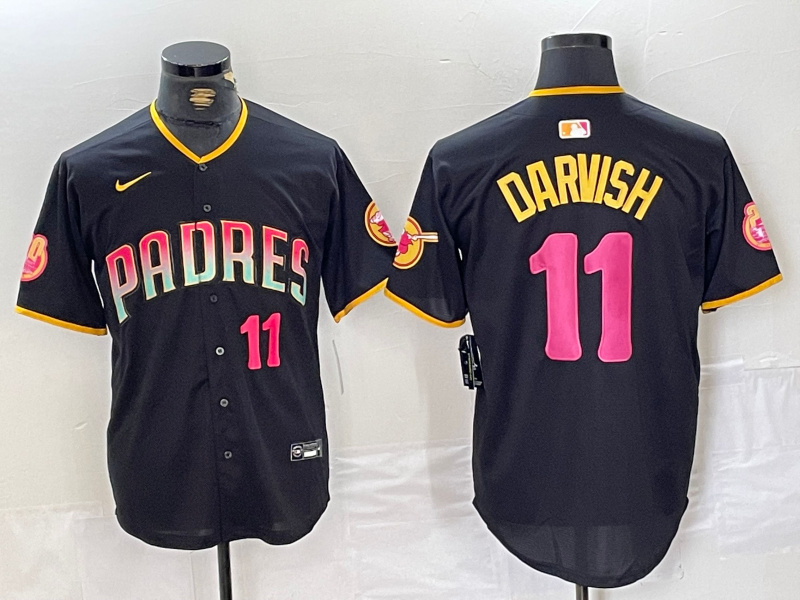 Men's San Diego Padres #11 Yu Darvish Black Cool Base Stitched Baseball Jersey 1