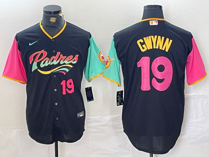 Men's San Diego Padres #19 Tony Gwynn Black City Connect Cool Base Stitched Baseball Jersey 9