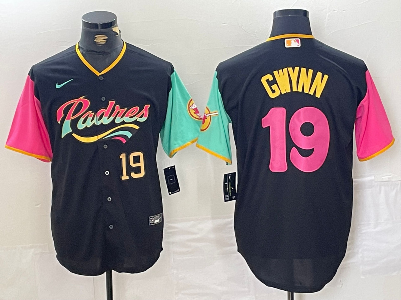 Men's San Diego Padres #19 Tony Gwynn Black City Connect Cool Base Stitched Baseball Jersey 3