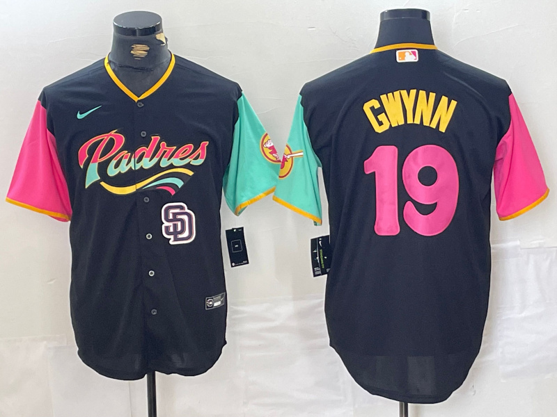 Men's San Diego Padres #19 Tony Gwynn Black City Connect Cool Base Stitched Baseball Jersey 2