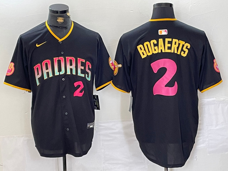 Men's San Diego Padres #2 Xander Bogaerts Black Cool Base Stitched Baseball Jersey 2