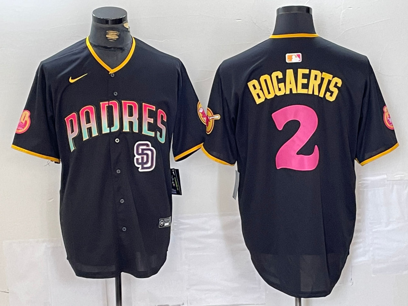 Men's San Diego Padres #2 Xander Bogaerts Black Cool Base Stitched Baseball Jersey 1