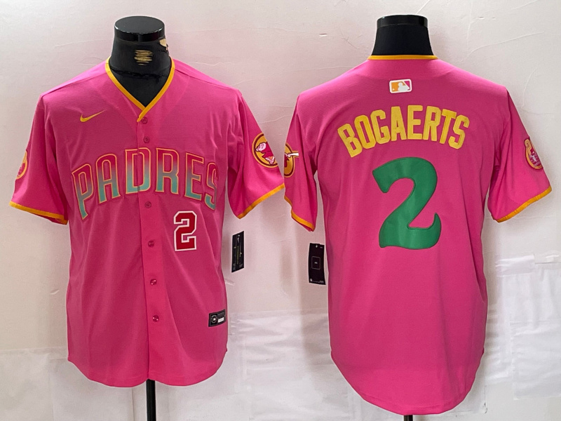 Men's San Diego Padres #2 Xander Bogaerts Pink Cool Base Stitched Baseball Jersey 3