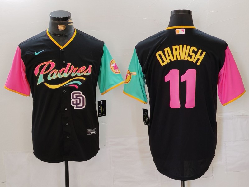 Men's San Diego Padres #11 Yu Darvish Black City Connect Cool Base Stitched Baseball Jersey 2