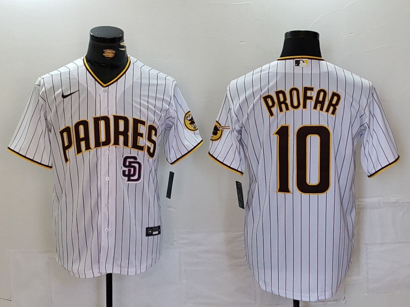 Men's San Diego Padres #10 Jurickson Profar White Cool Base Stitched Baseball Jersey 1