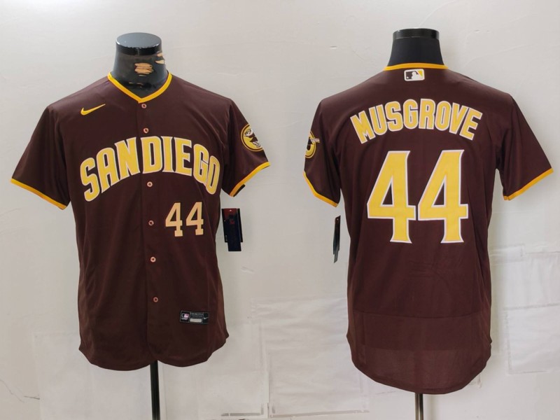 Nike Men's San Diego Padres #44 Musgrove Brown Tan Authentic Alternate Player Jersey 1