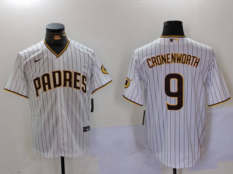 Men's San Diego Padres #9 Jake Cronenworth White Cool Base Stitched Baseball Jersey 2