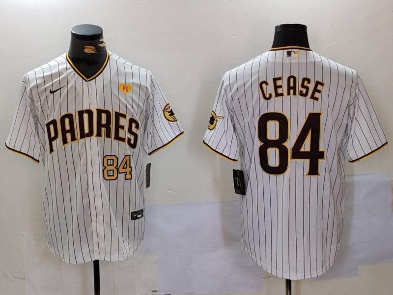 Men's San Diego Padres #84 White With PS Patch Cool Base Stitched Baseball Jersey 6