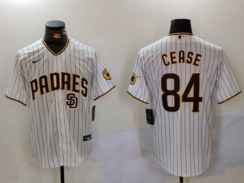 Men's San Diego Padres #84 Dylan Cease White Cool Base Stitched Baseball Jersey 2