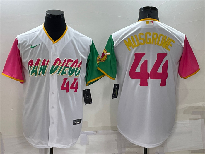 Men's San Diego Padres #44 Joe Musgrove 2022 White City Connect Cool Base Stitched Jersey