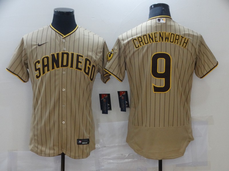 Nike Men's San Diego Padres #9 CRONENWORTH Brown Stitichen Authentic Alternate Player Jersey