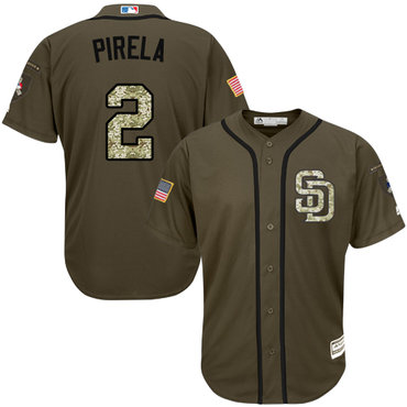Padres #2 Jose Pirela Green Salute to Service Stitched Baseball Jersey