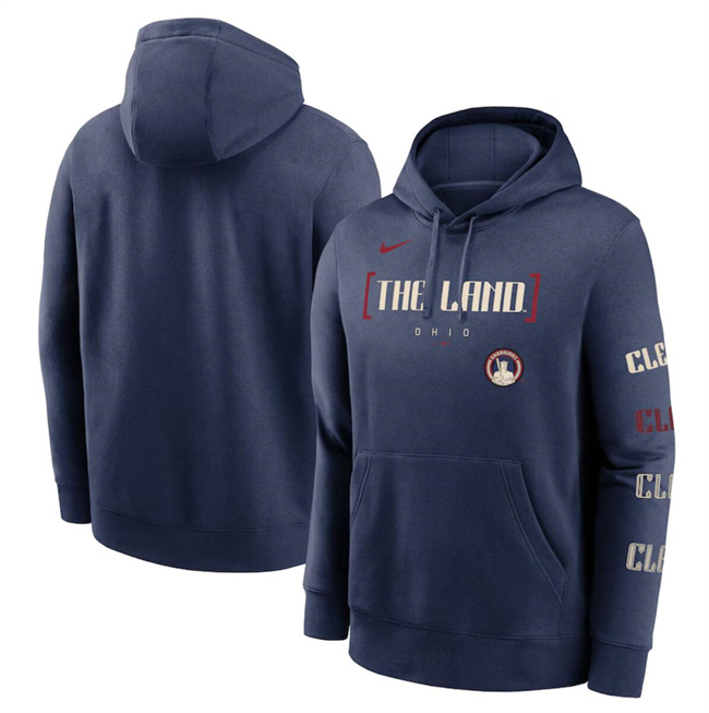 Men's Cleveland Guardians Navy 2024 City Connect Club Fleece Pullover Hoodie