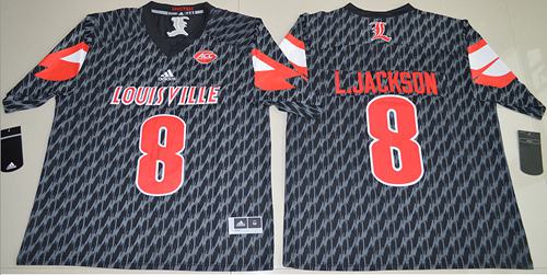 Cardinals #8 Lamar Jackson Black AAC Patch Stitched NCAA Jersey