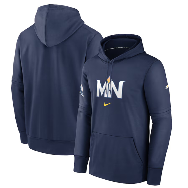 Men's Minnesota Twins Navy 2024 City Connect Collection Practice Performance Pullover Hoodie