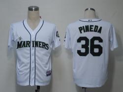 MLB Seattle Mariners 36# Pineda White Jerseys
