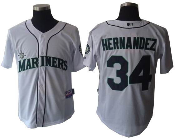 Seattle Mariners 34 Felix Hernandez Baseball Jerseys white