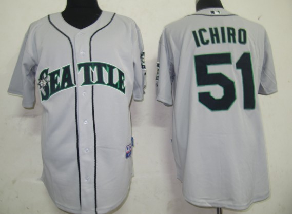MLB Jerseys Seattle Mariners 51 Ichiro Grey