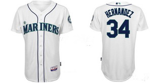 Seattle Mariners 34 Felix Hernandez white Baseball Jerseys