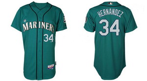 Seattle Mariners 34 Felix Hernandez Green Baseball Jerseys