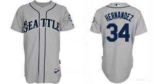 Seattle Mariners 34 Felix Hernandez Grey Baseball Jerseys