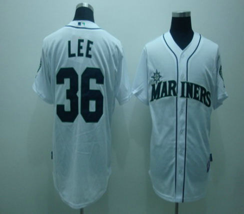 Seattle Mariners 36 lee white jerseys cool base