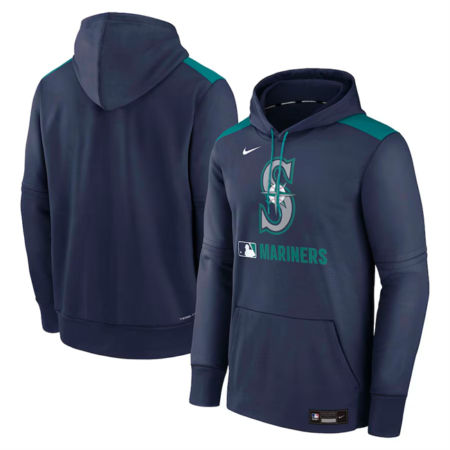 Men's Seattle Mariners Navy Collection Performance Pullover Hoodie