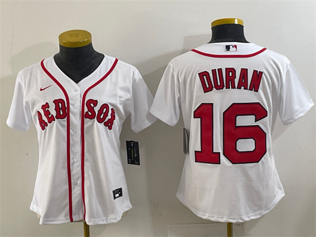Women's Boston Red Sox #16 Jarren Duran White Cool Base Stitched Jersey(Run Small)