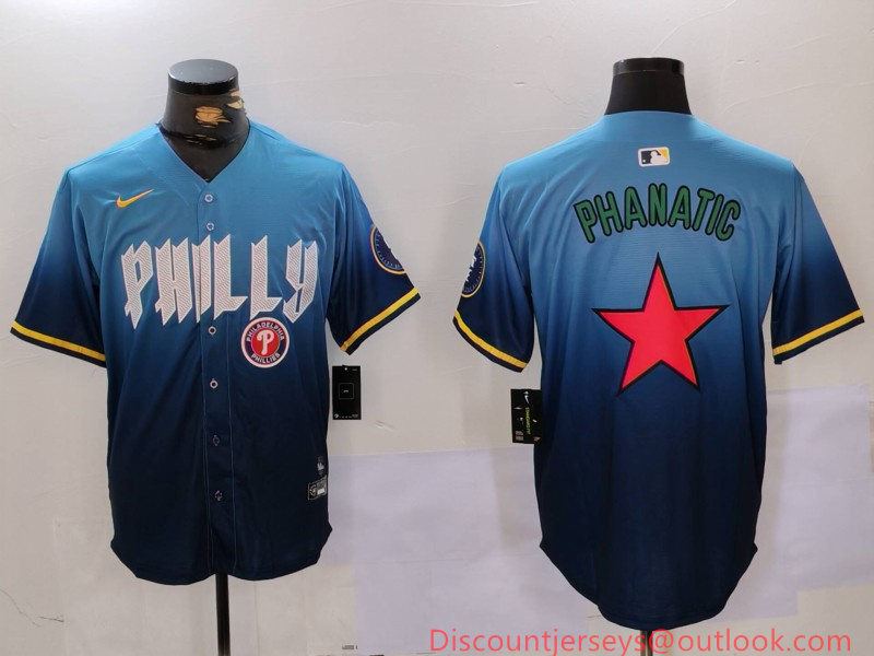 Men's Philadelphia Phillies Phanatic Blue City Connect Limited Stitched Jersey 1