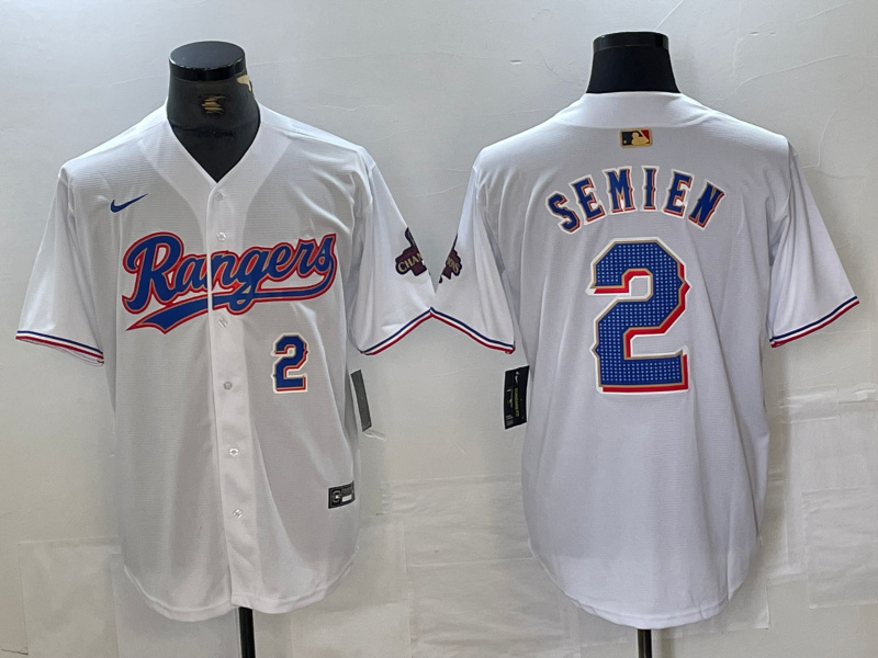 Men's Texas Rangers #2 Marcus Semien White Gold Cool Base Stitched Baseball Jersey 3