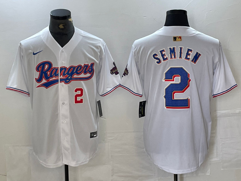 Men's Texas Rangers #2 Marcus Semien White Gold Cool Base Stitched Baseball Jersey 6